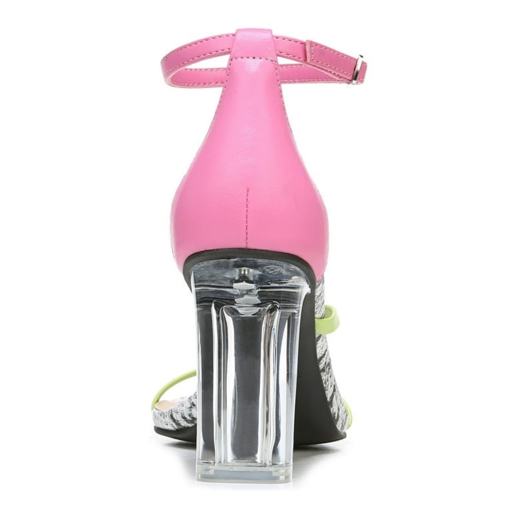 BAR III Transparent Heel Asymmetrical Strap Toe Block Heel Sandals - Picture 4 of 6